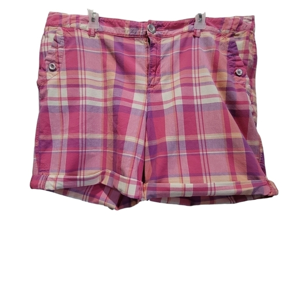 LANE BRYANT Sz 20 100% Cotton Plaid Shorts - Picture 1 of 7